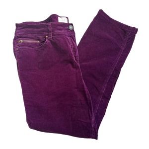 Women's Chico's Corduroy Straight Leg Pants Purple Embellished Size 2 Regular